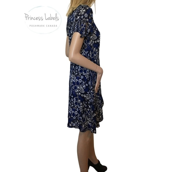 J. Crew Dress Ruffled A-Line Skater V-Neck Short Sleeve Faux Wrap Versatile - Picture 9 of 15